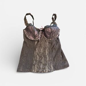 Victoria’s Secret Black Lace corset top with pink lining